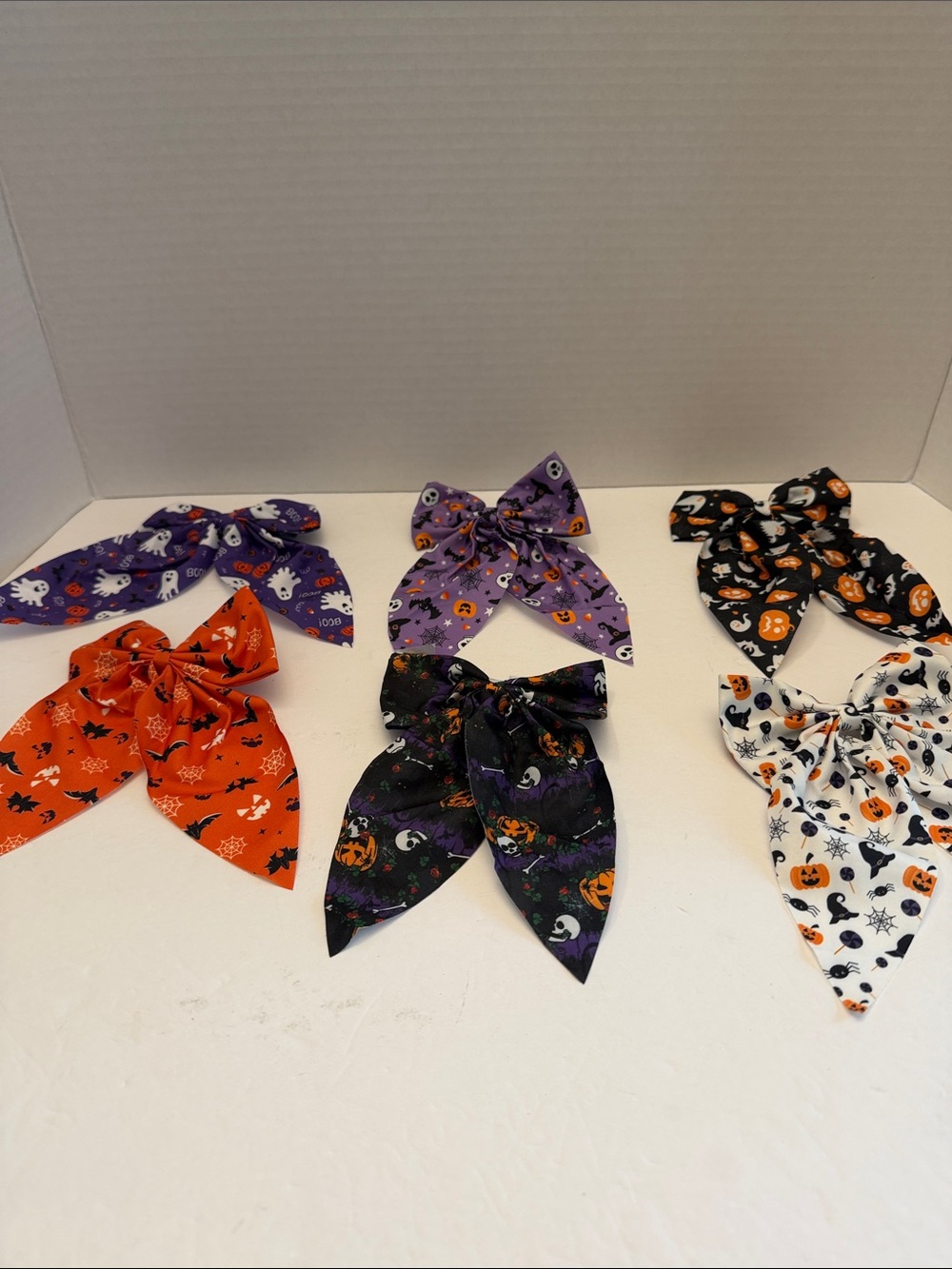 Halloween Print Kids Hair Bows Your Choice Assorted Orange, Purple, Black, White